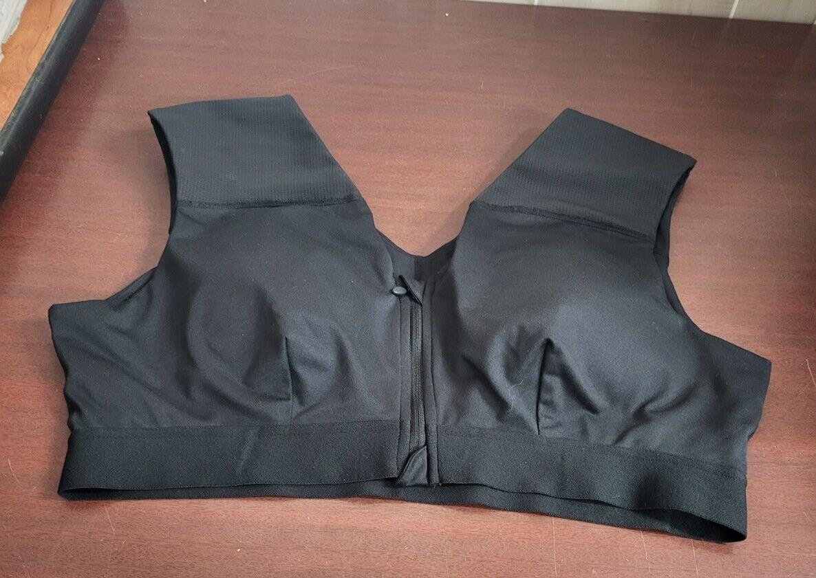 Tommie Copper Shoulder Support Comfort Bra Front Zip 3XL - 4.5" Wide Strap Sport