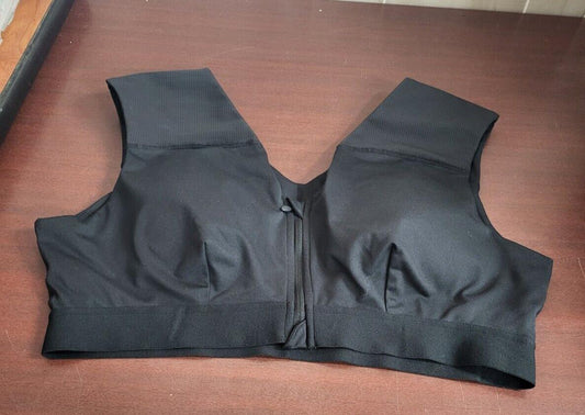 Tommie Copper Shoulder Support Comfort Bra Front Zip 3XL - 4.5" Wide Strap Sport