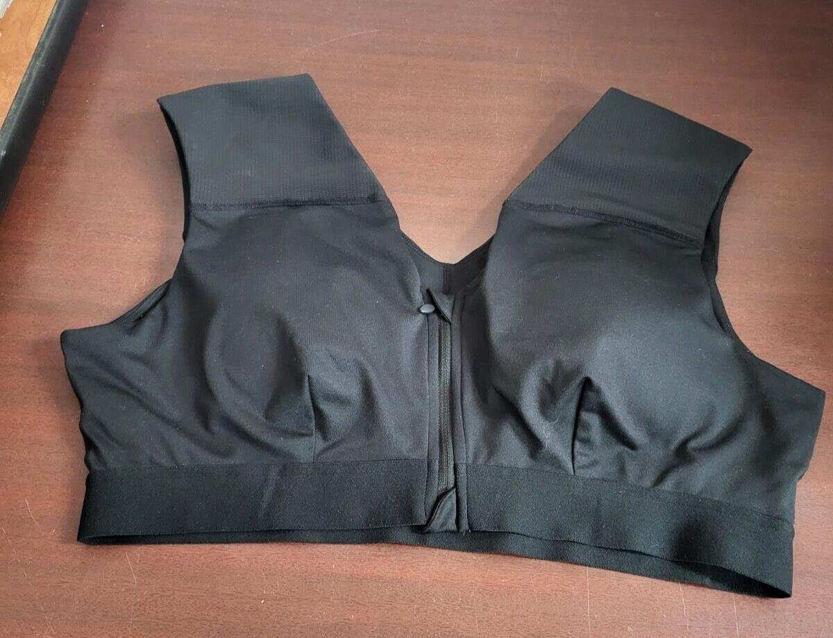 Tommie Copper Shoulder Support Comfort Bra Front Zip 3XL - 4.5" Wide Strap Sport