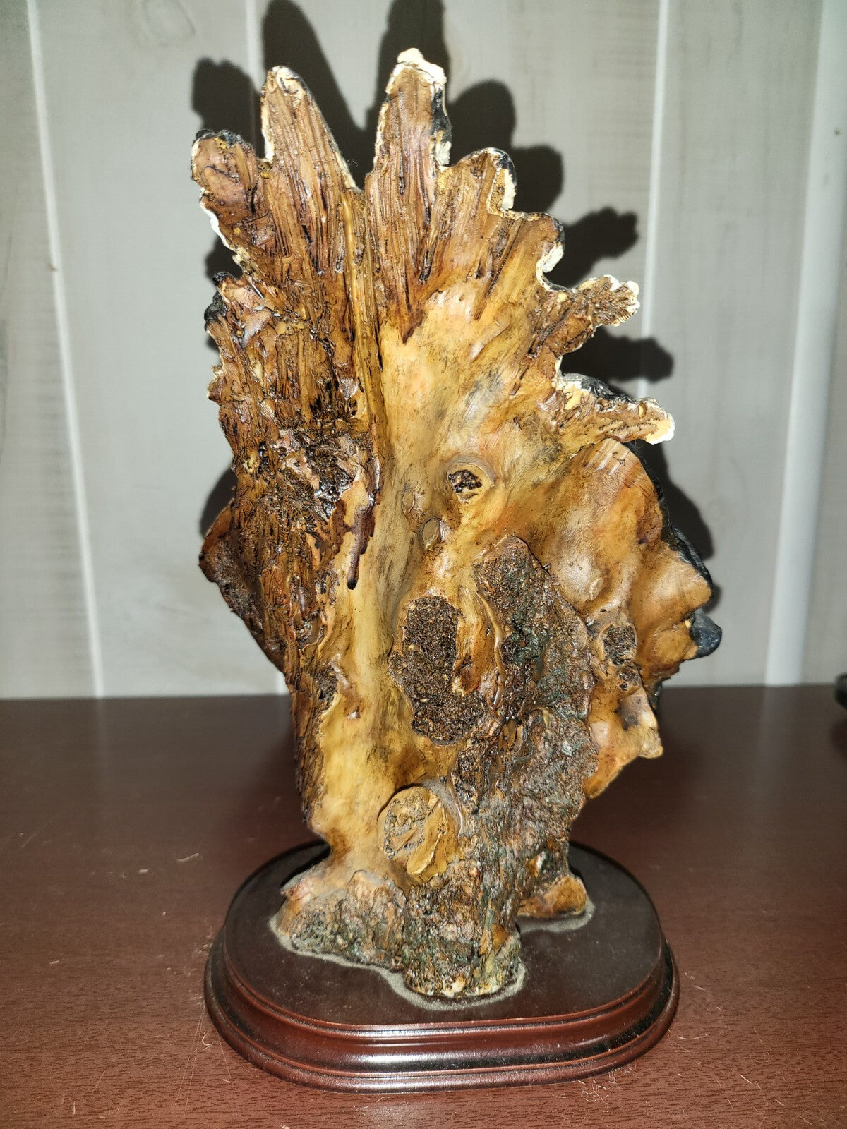 EDC Native American Indian Figurine Man Headress & Woman 9.5H x 6 x 4.5"  #4124