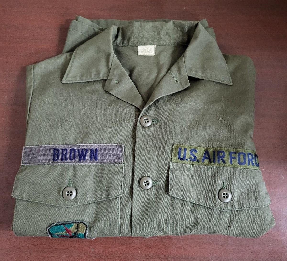 Vintage US Air Force Shirt Military Uniform Green