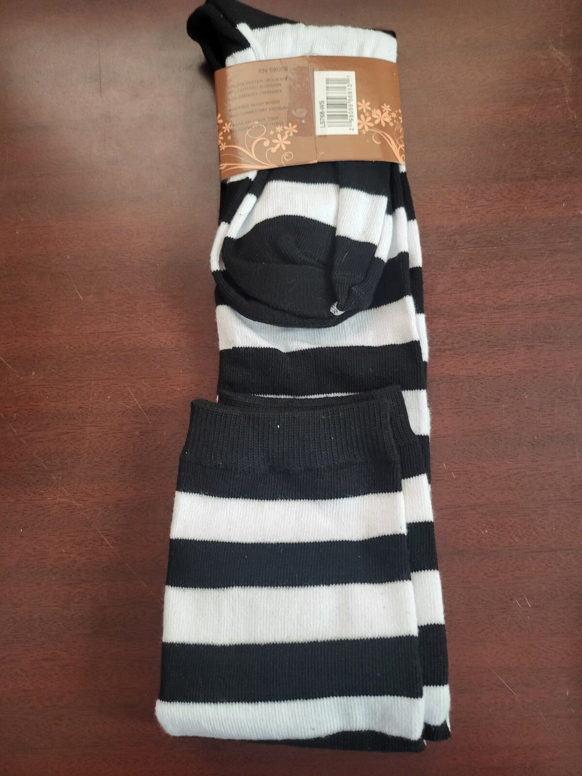 J Ann Over The Knee Socks Black White Wide Stripe Soft Feel   NWT   HiBaly