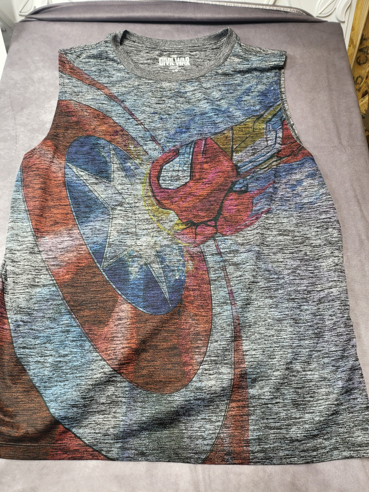 Adult Novelty Muscle T-shirt Marvel Captain America Civil War  size LARGE  Black