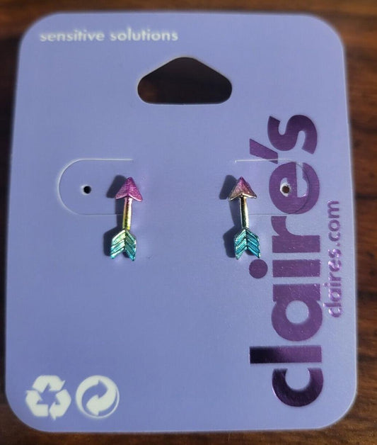 Claire's Pierced Earrings Multicolor & Silver  Arrows ~3/8" Sensitive Solutions