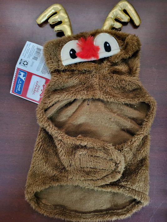 Dog Winter Outfit Reindeer Coat size XS Brown NWT