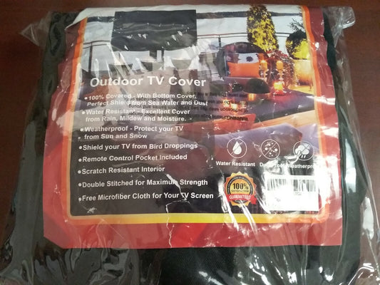 Outdoor TV Cover up to 46" Full coverage  Black Weather Resistant NIoP Pocket