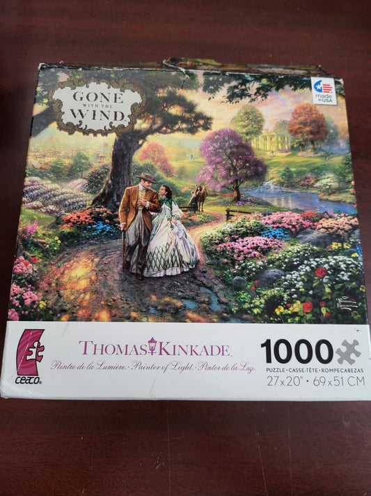 Puzzle Thomas Kinkade GONE WITH THE WIND 1000pc 27 x 20" Damaged Box   Age 12+ U