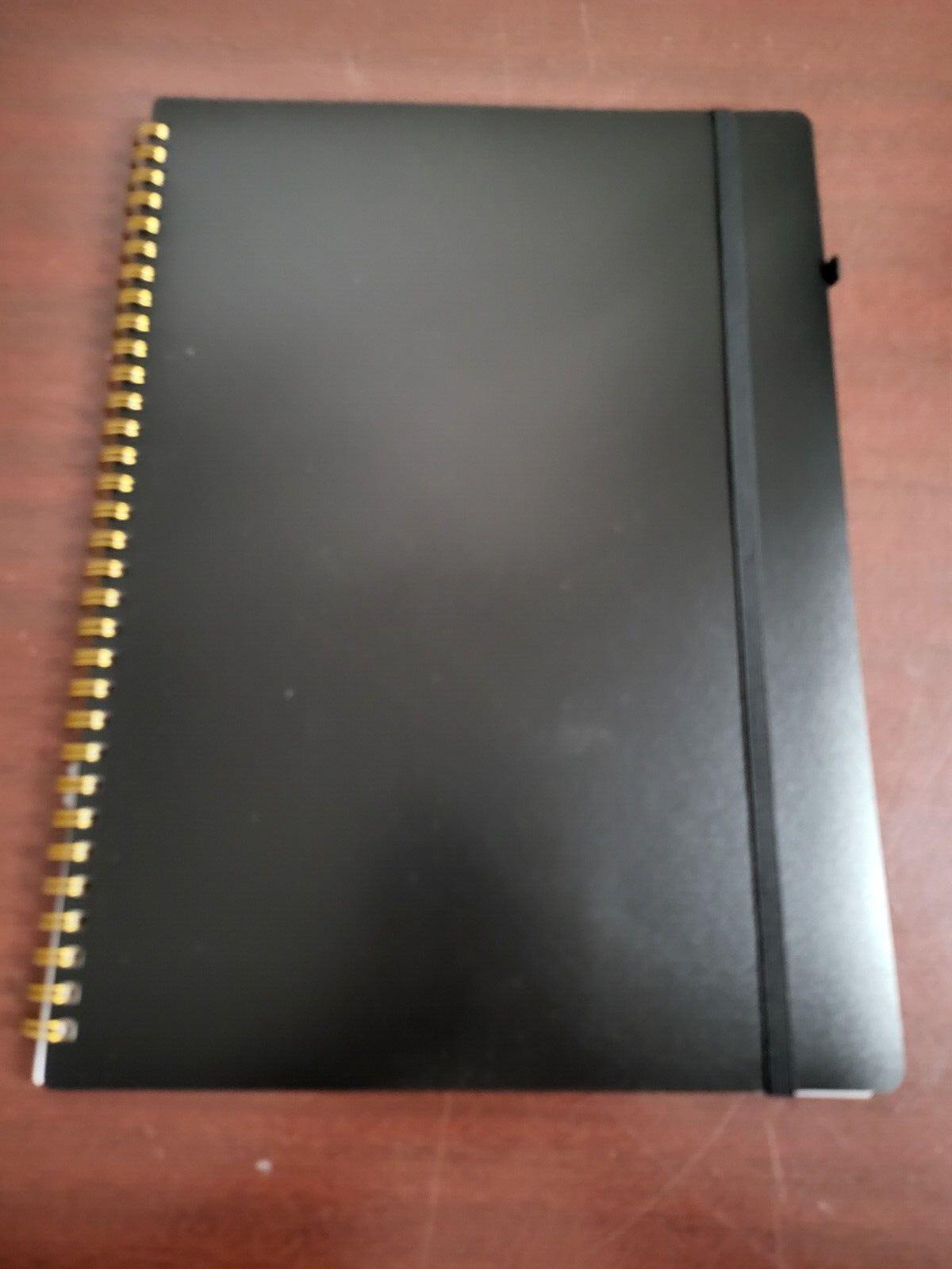 Spiral TO DO Notebook Calendar 8.5 x 11"List  Black, Elastic Strap, Pencil Holde