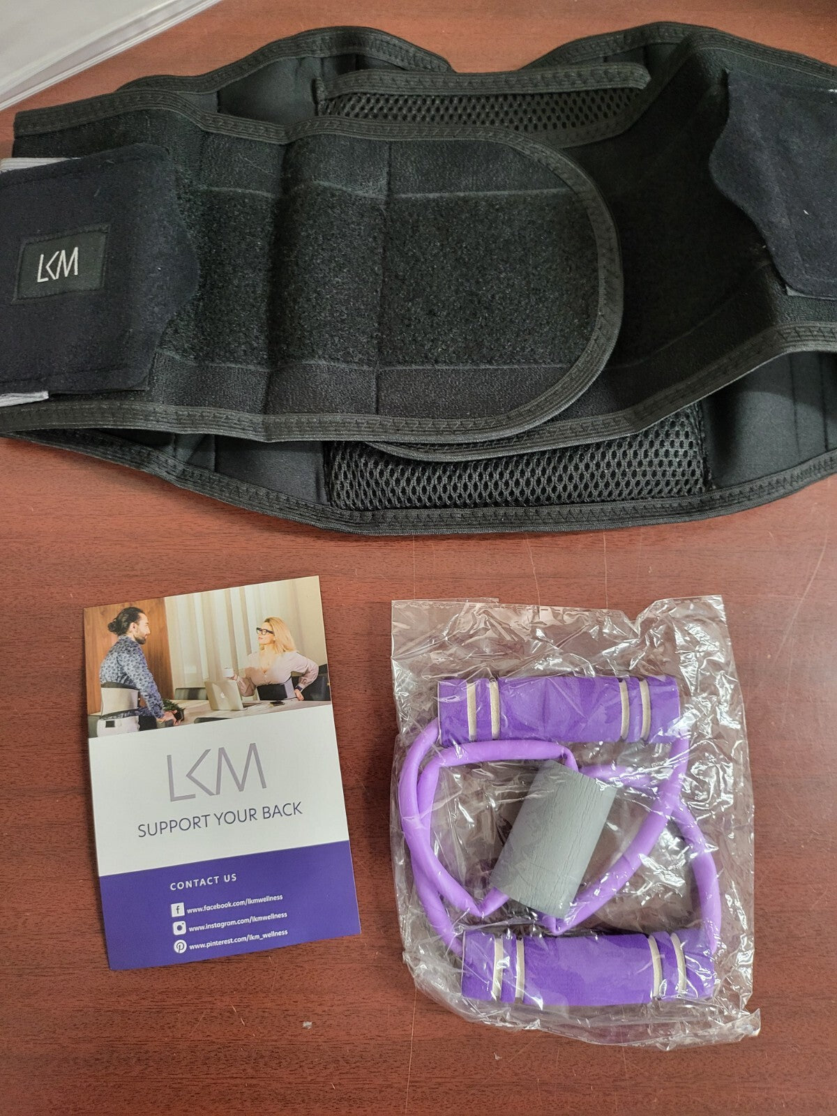 LKM Back Brace Lumbar Support  Black size S/M Adjustable Compression