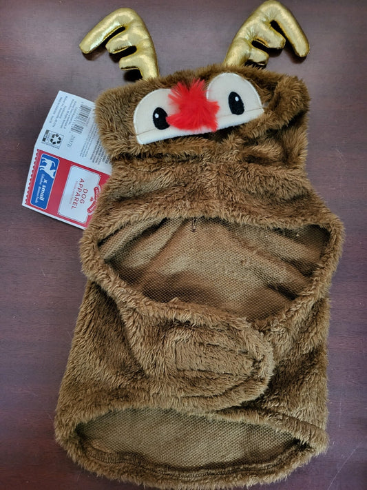 Dog Winter Outfit Reindeer Coat size XS Brown NWT