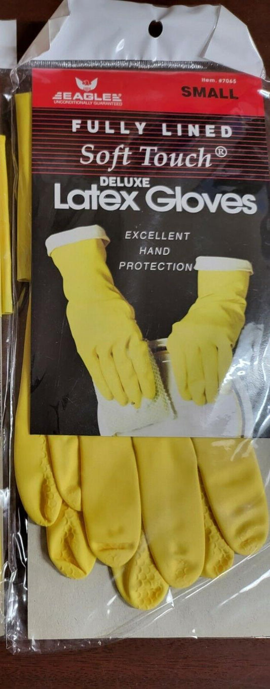 1pr Soft Touch Fully Lined Deluxe Latex Dish Washing Gloves sz Small 14"L