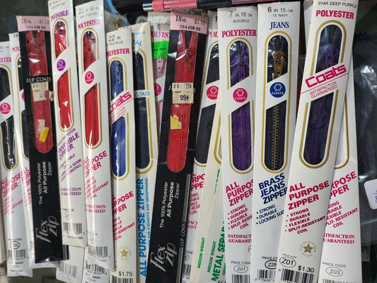 32 Zippers Variety 6" up to 36" All new J & P Coates More