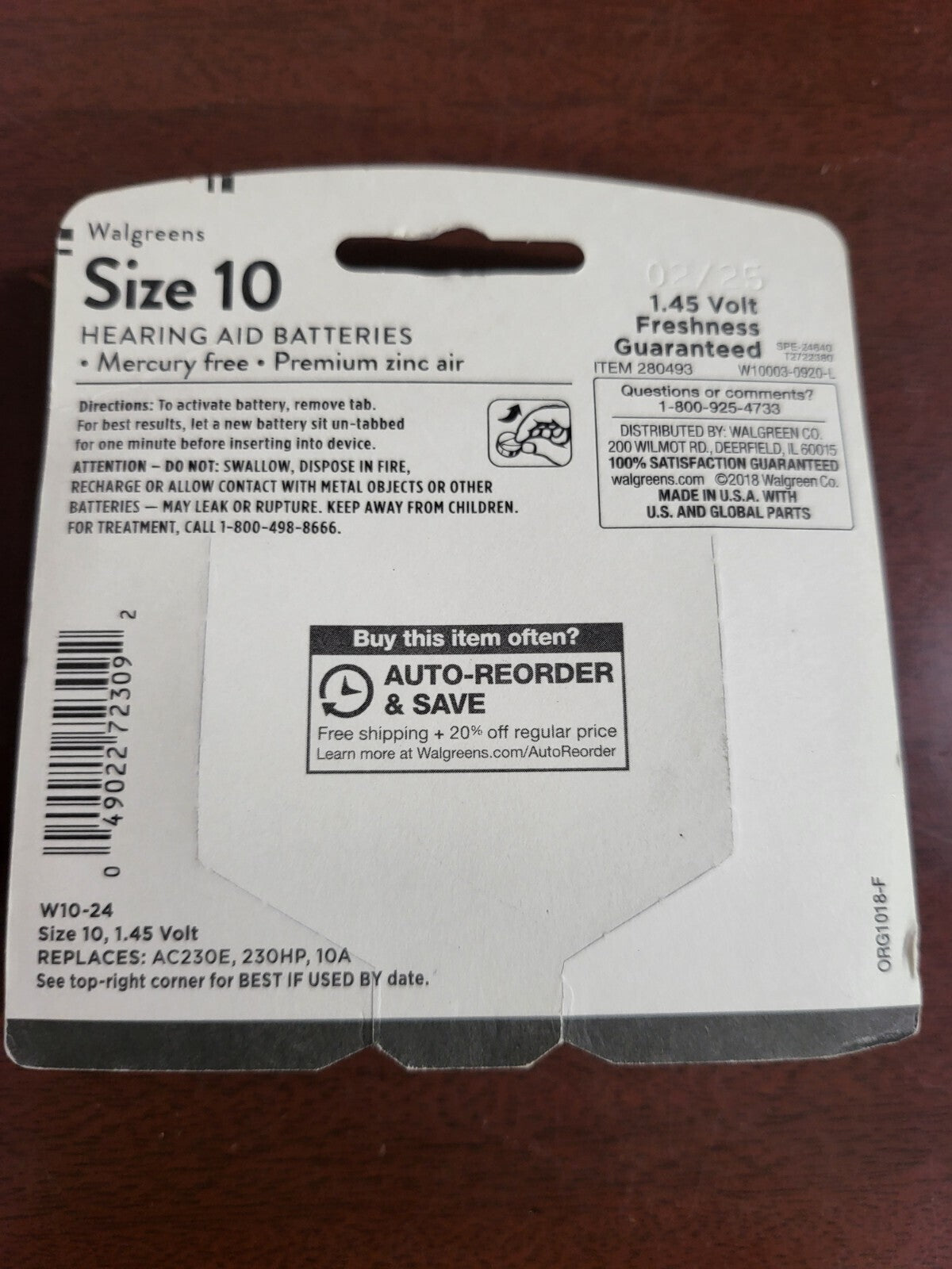 24 count Hearing Aid Battery size 10 NIP  Watch Battery Walgreens