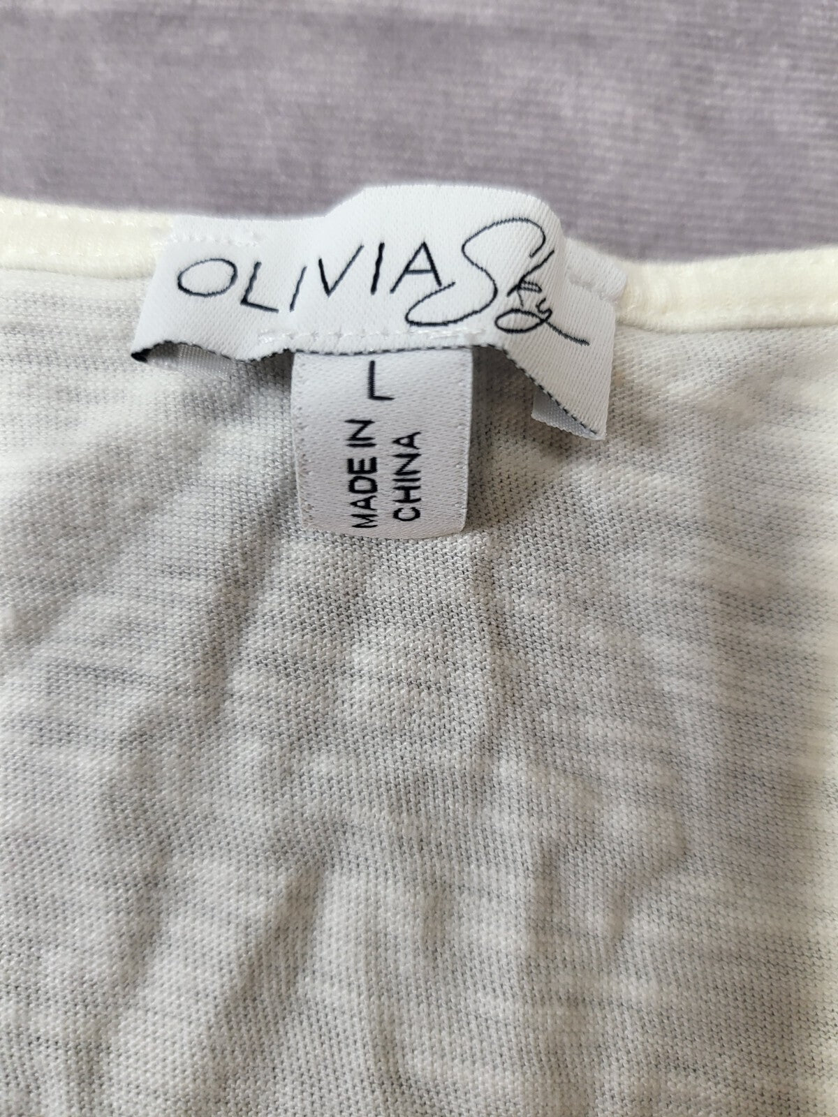 Ladies Shirt Top Blouse size LARGE  Cream Tie waist Cap Sleeve Olivia Sky