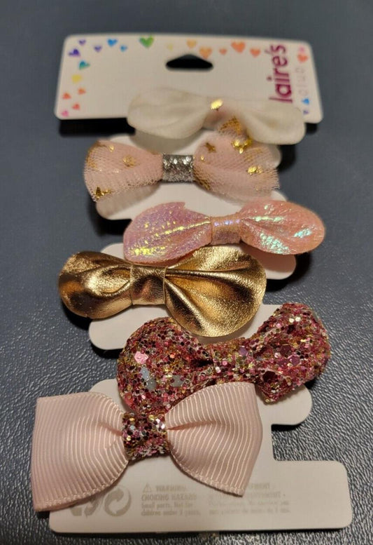 Claire's 6 Hair Bows on Clips ~2"L Multicolor Pastels  Claw Clip