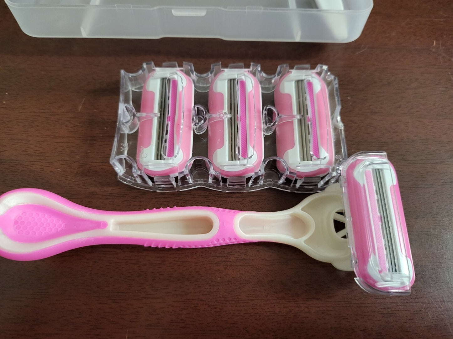 Ladies Razor 2 blade 4 Cartidges & Cleaning Brush Pink in Case NIB Shaving