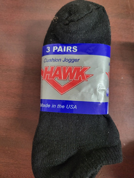 3 pair Hanes HAWK Cushioned Jogger No Show Socks shoe sz 5 - 9.5 Black US made