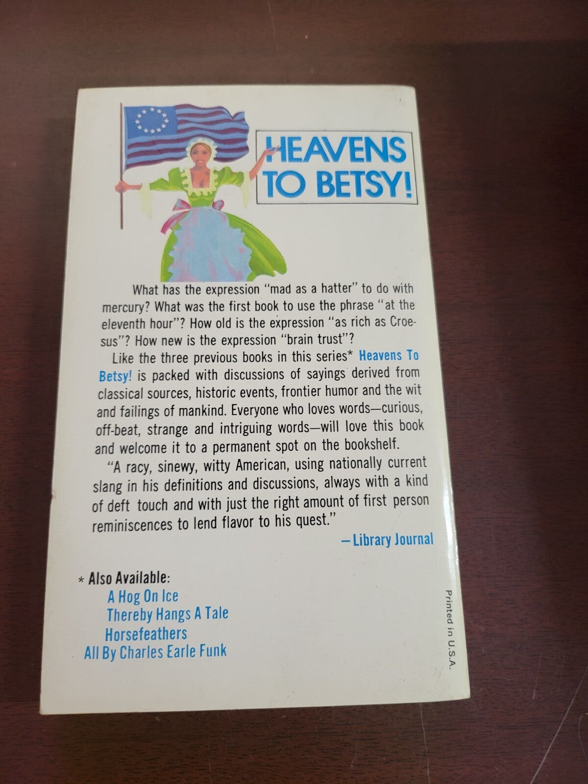 Book - Heavens to Betsy 1972 by Charles Earle Funk  Warner Paperback Library