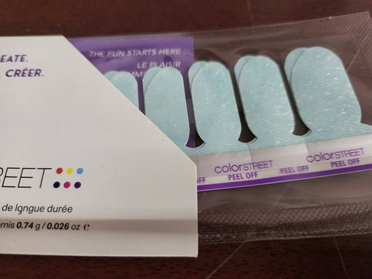 Color Street Nail Strips 12 ct Full Set Blue Heaven Shimmer NIP  US Made
