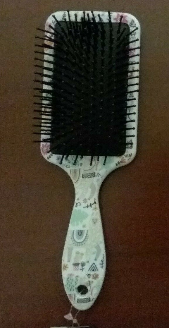 Hair Brush 9" Rectangle NWT White Flowered