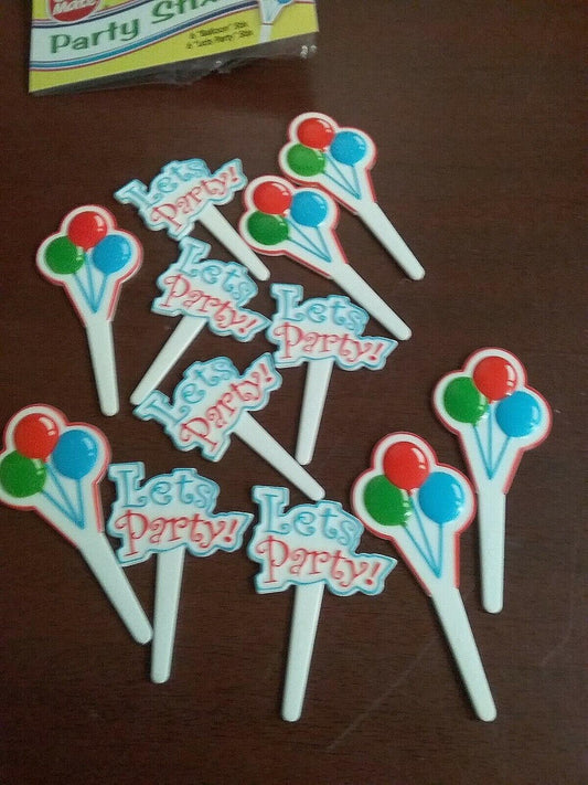Cupcake  Topper Picks Toppers 12ct  Packs Let's Party & Balloons NIP