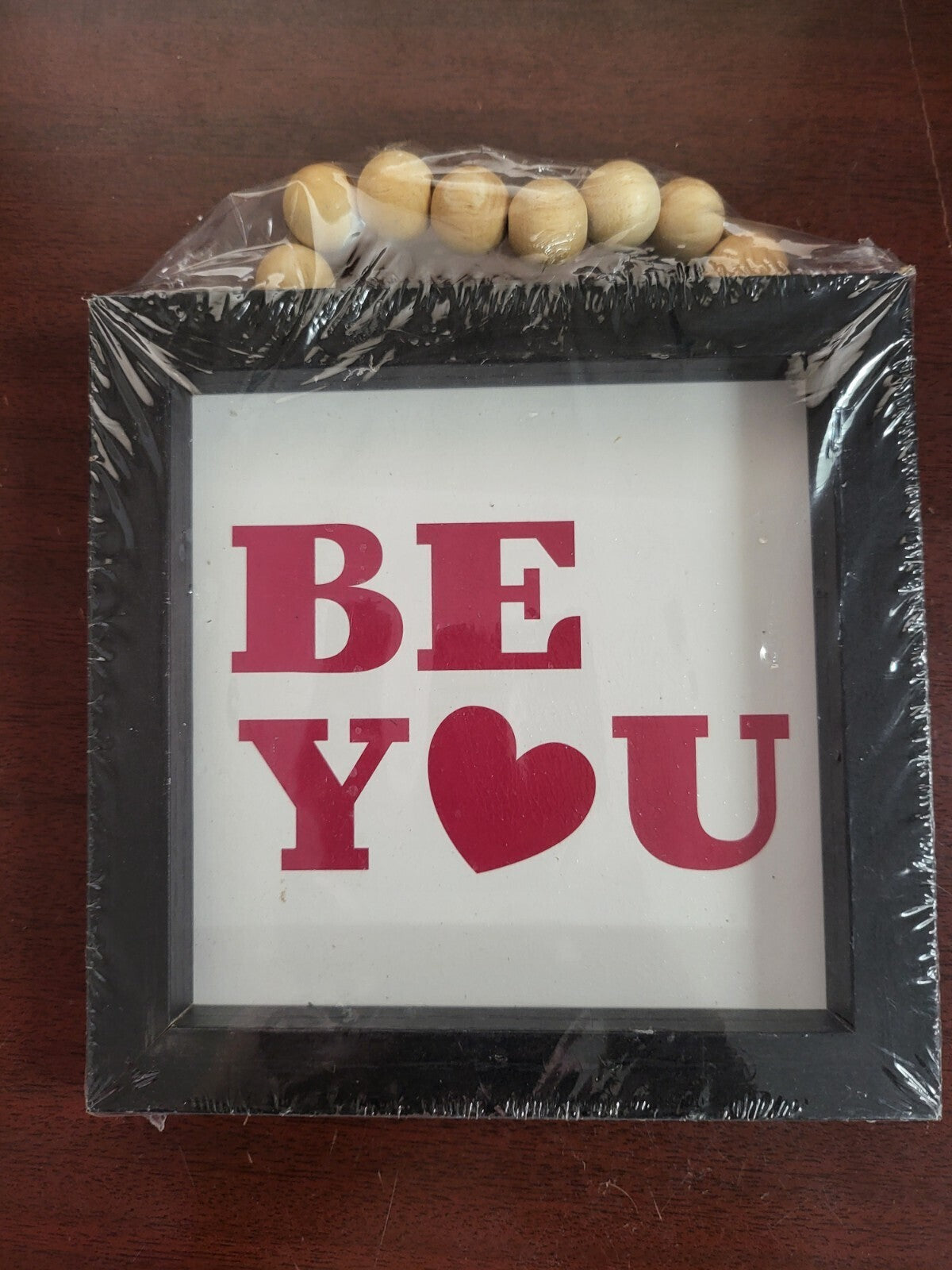 Wall Art Sign Gift  BE YOU Heart Hanging Frame 6 x 6 x.5"  Wood Pearl Accent