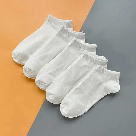 5 pair Ladies Ankle Socks White Lightweight NIP Polyester Spandex Blend