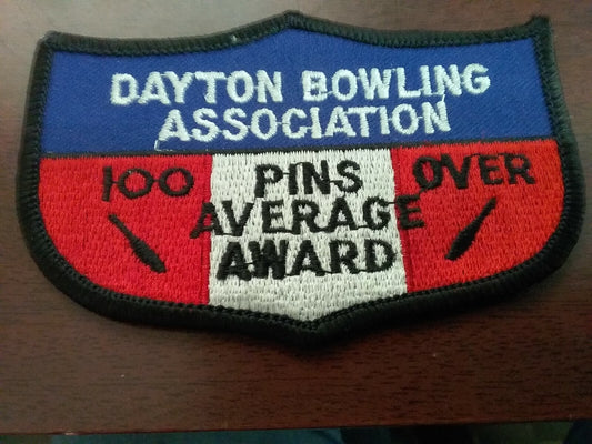 Patch Dayton Bowling Association 4x2.5" 100 Pins Over Average Award Sew ON #229