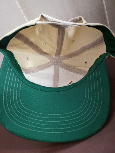 Baseball Cap ELBERT'S Tan & Green  Snap Back Fabric Hat Sport Cap One Size Adjus