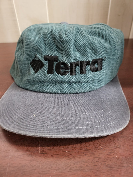 Baseball Cap TERRA Green & Blue Snap Back Fabric Hat Sport Cap One Size Adjustab