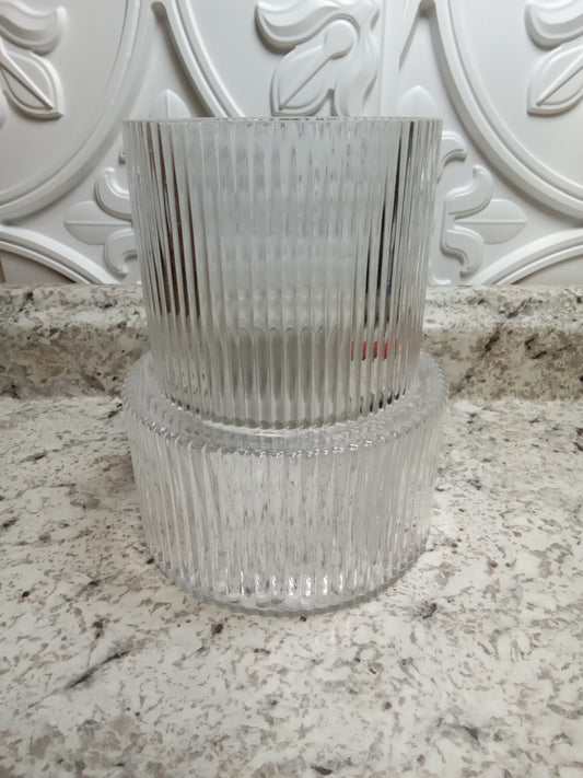 Clear Glass Vase, Ribbed Vase, Fluted Glass Vase, Flower Vase, Farmhouse Chic