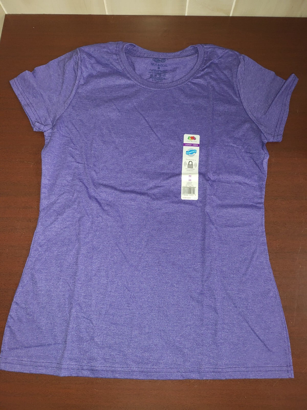 Fruit of the Loom  Ladies Crew Neck  T-Shirt Heather Purple size MEDIUM