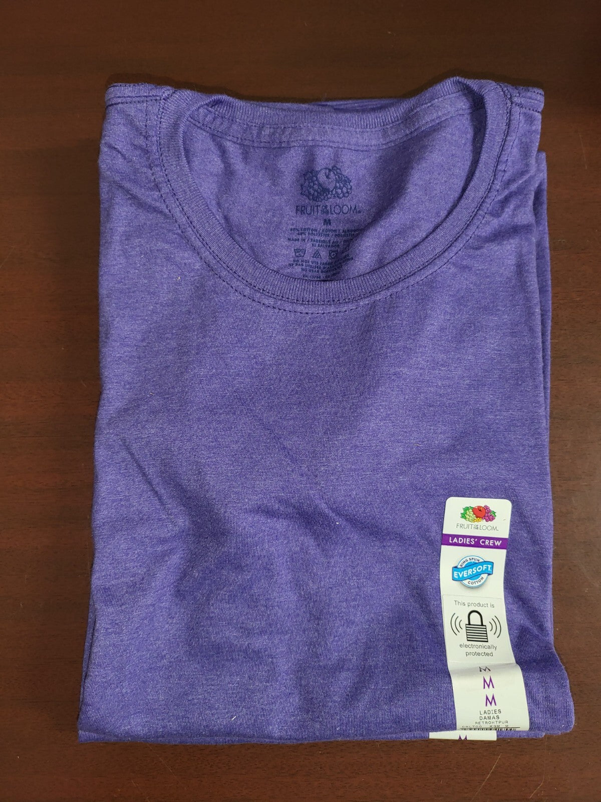 Fruit of the Loom  Ladies Crew Neck  T-Shirt Heather Purple size MEDIUM