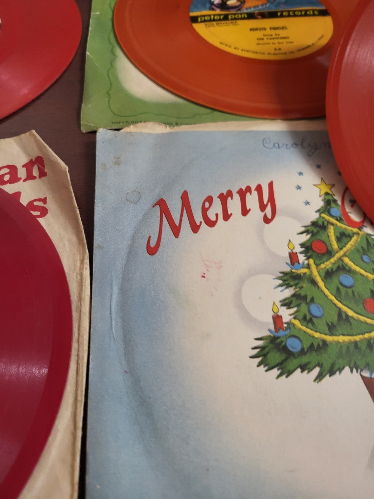 Peter Pan Records 45 rpm Lot 4 Red Orange Vinyl 7" Non-breakable c. 1950 #2889