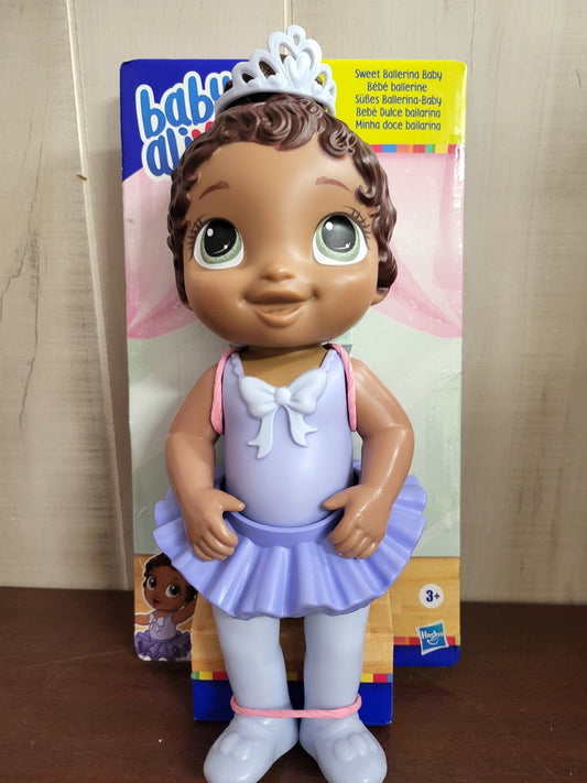Baby Alive Doll  11" Sweet Ballerina  Brown Hair Black NIP