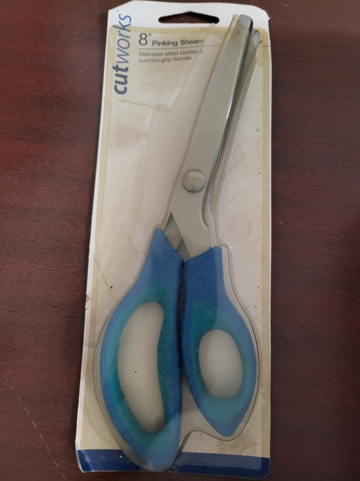 8" Pinking Shears Cut Works Stainless Steel Cushion Grip Scissors NIP Cut Works