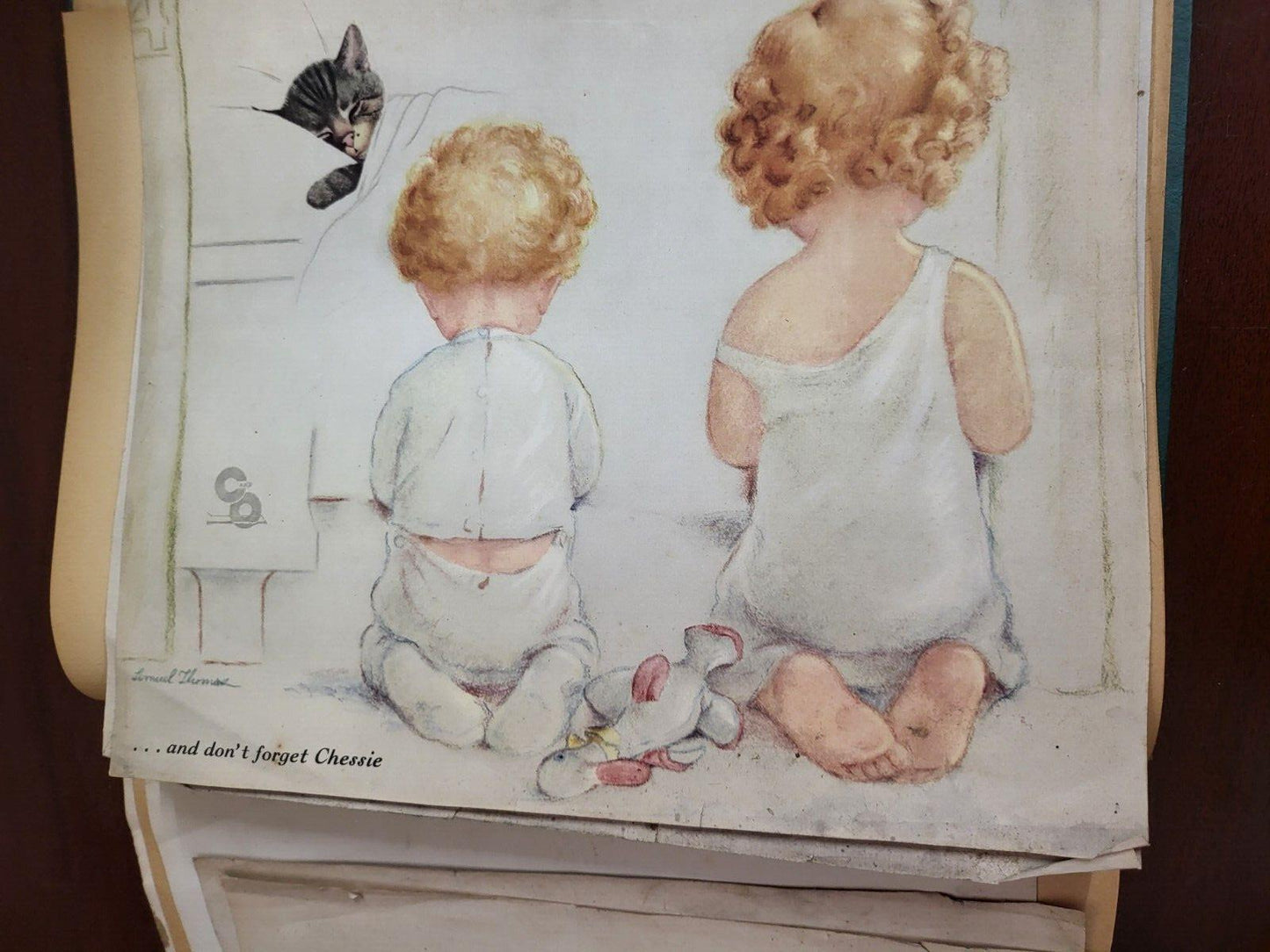 Vintage Scrapbook 1930s era Cats Subject incl Lemuel Thomas Prints #2809