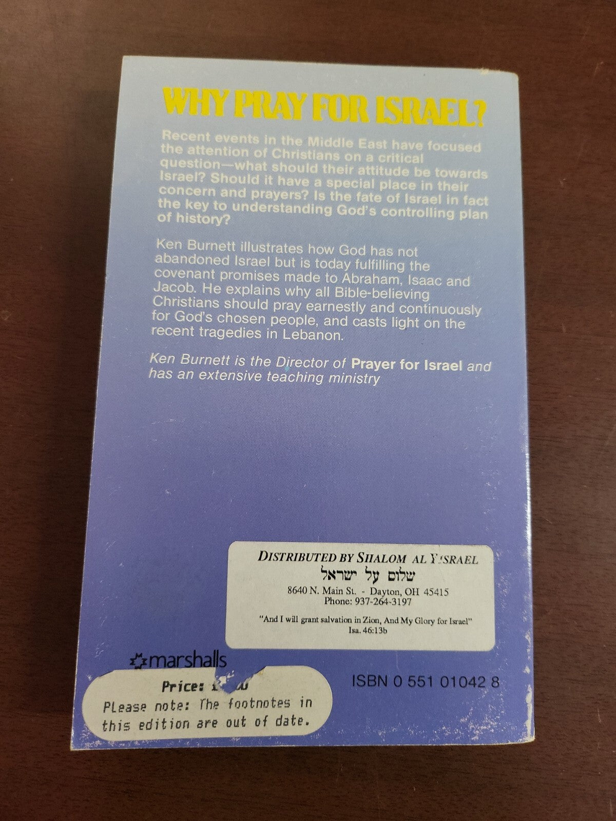Book - Why Pray For Israel? By Ken Burnett #2855