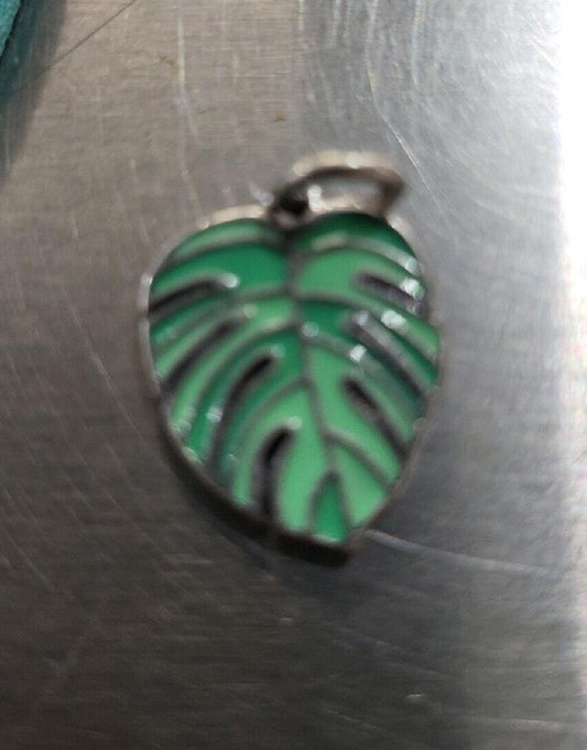 Tropical Leaf Charm Pendant.  Approx 1/2'. NIP #210