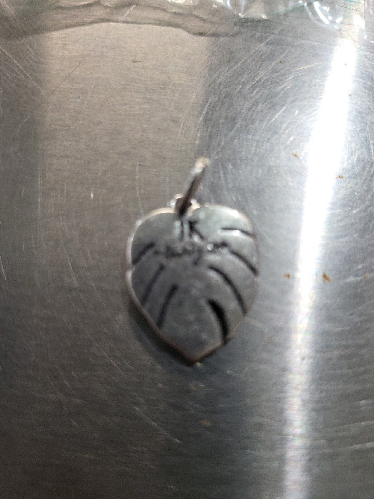 Tropical Leaf Charm Pendant.  Approx 1/2'. NIP #210