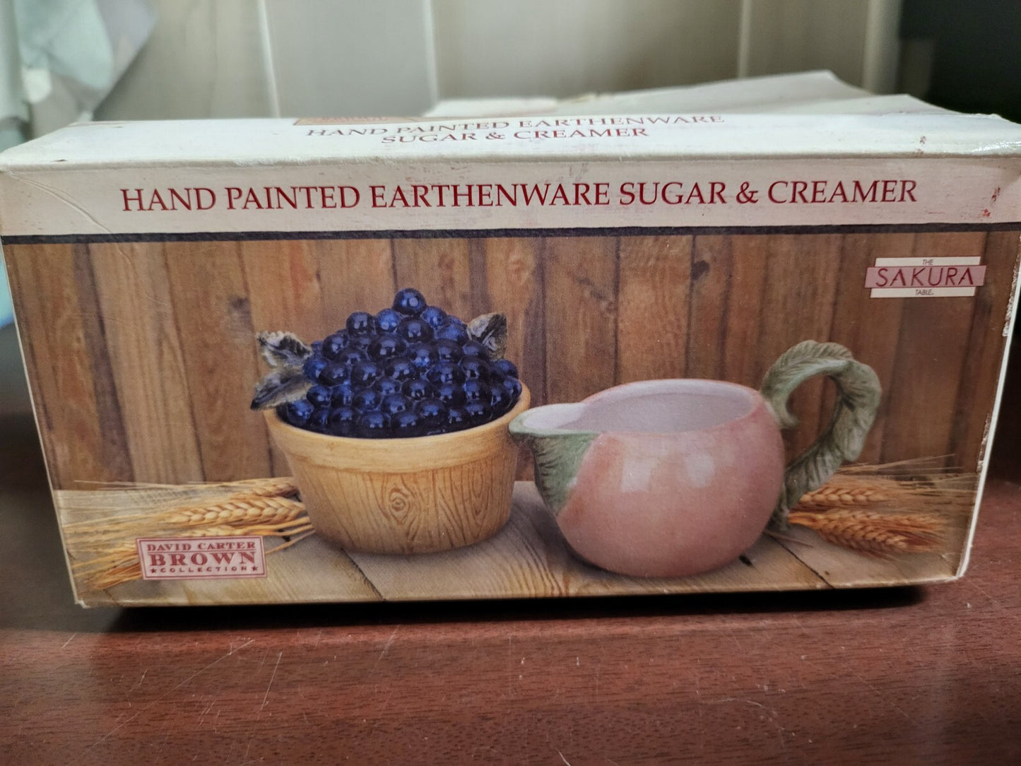 Sakura Farmstand Hand Painted Earthenware Sugar & Creamer Bowls Set NIOB #4172