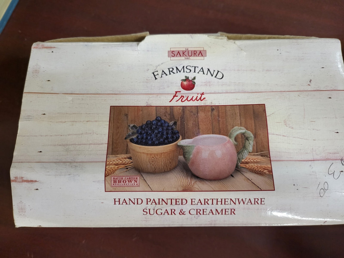 Sakura Farmstand Hand Painted Earthenware Sugar & Creamer Bowls Set NIOB #4172