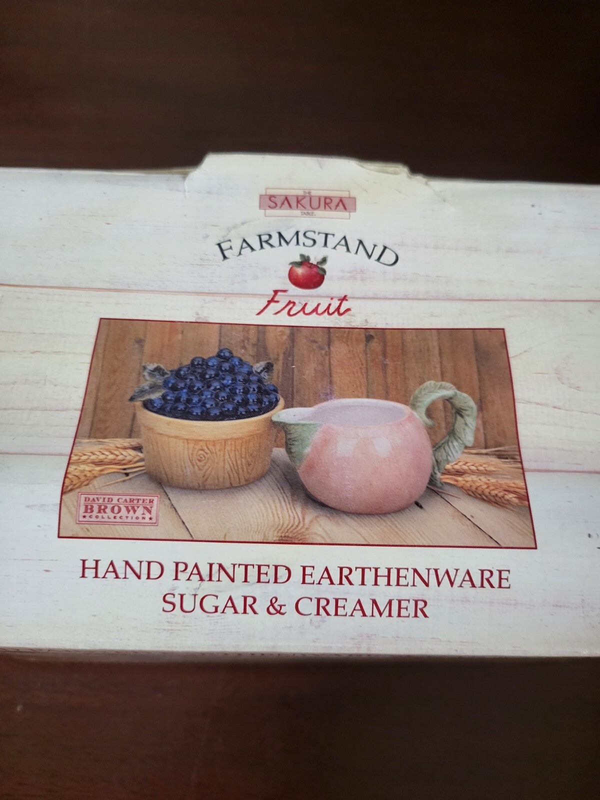 Sakura Farmstand Hand Painted Earthenware Sugar & Creamer Bowls Set NIOB #4172