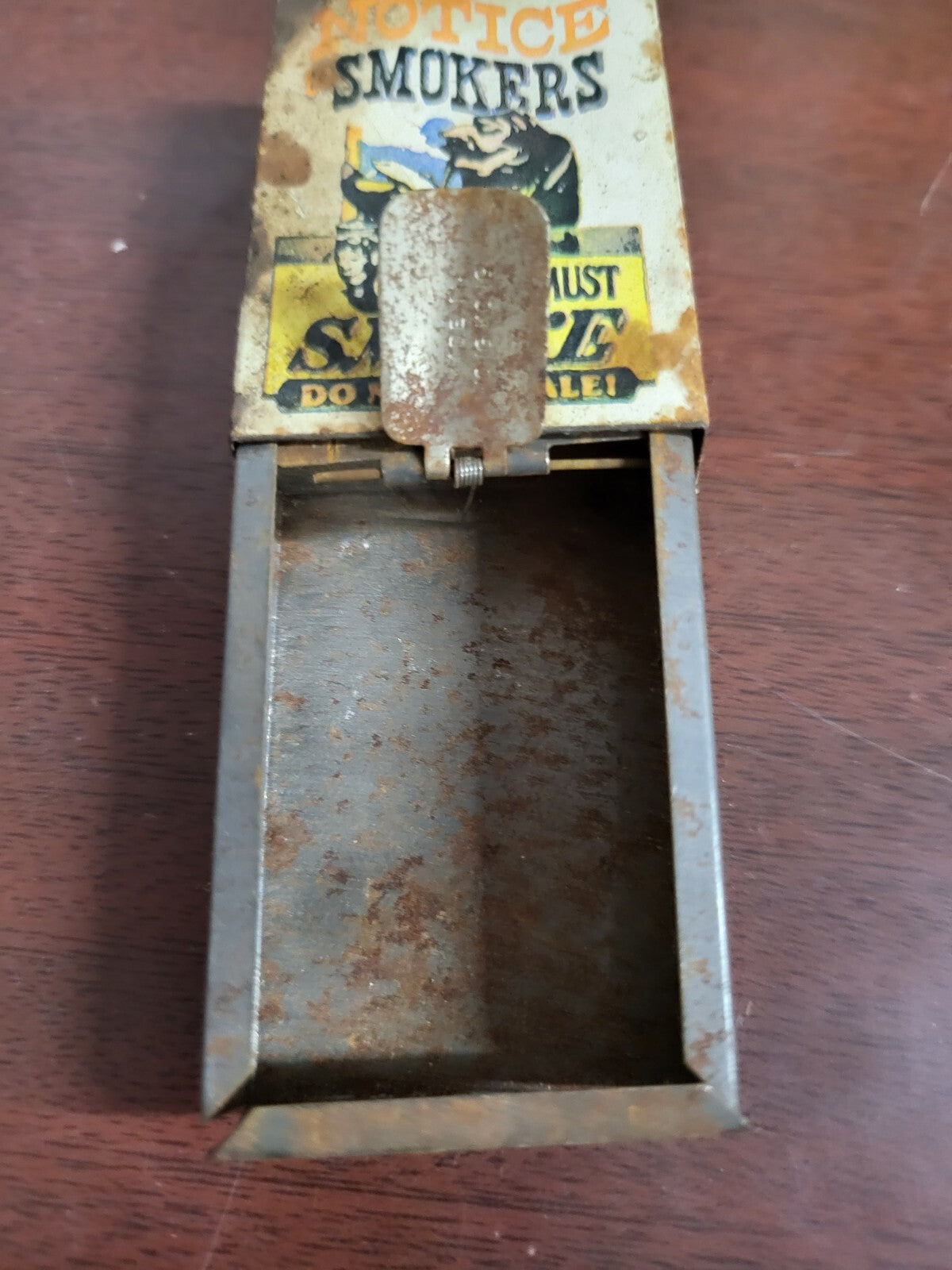 Portable Tin Ashtray Mini  " If You Must Smoke  Do Not Exhale Smoker's Tin