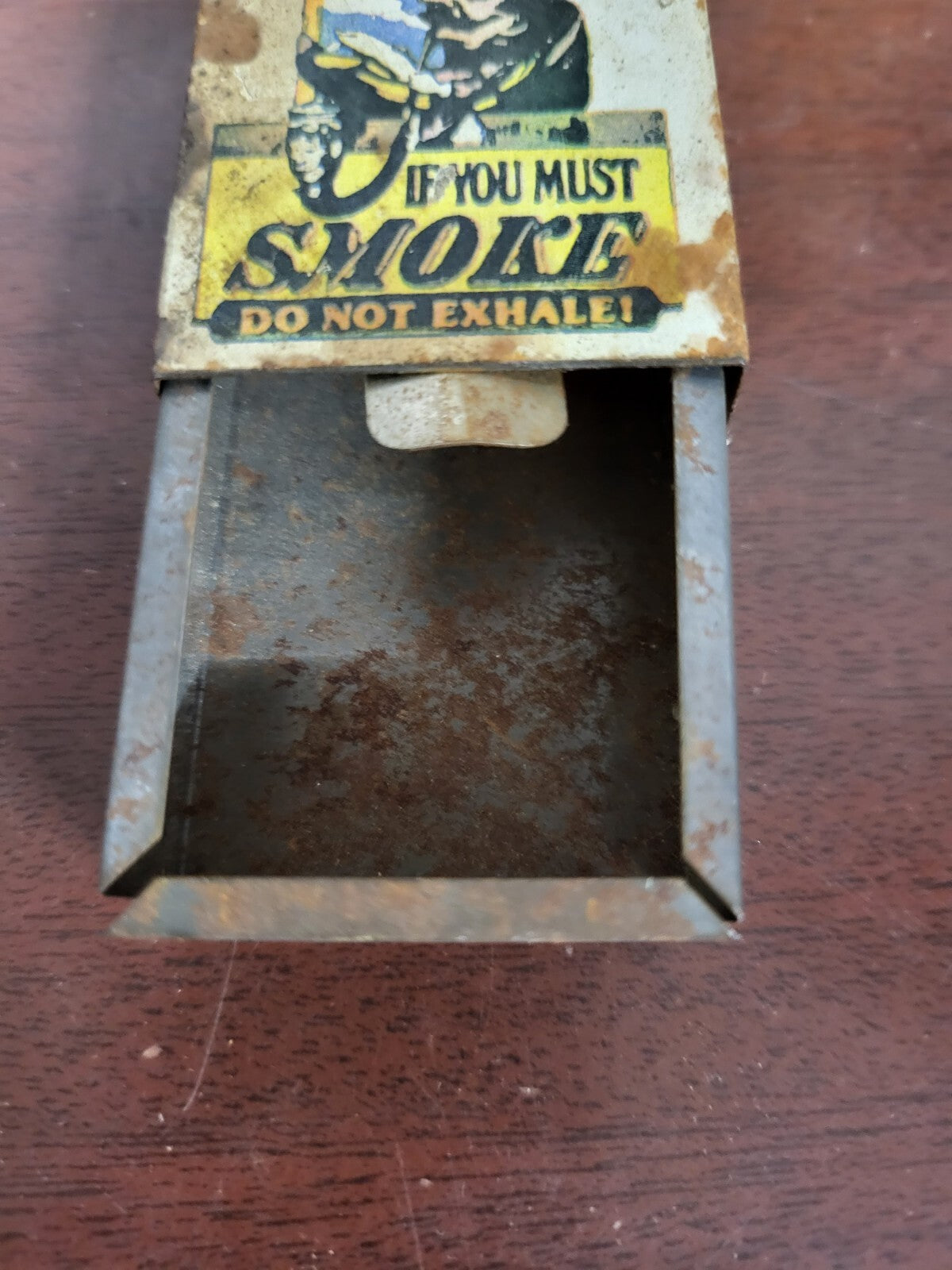 Portable Tin Ashtray Mini  " If You Must Smoke  Do Not Exhale Smoker's Tin