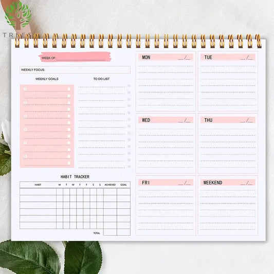Agenda Spiral Desk Pad - 52 Sheets Pink Stay Organized and On-Track Planner