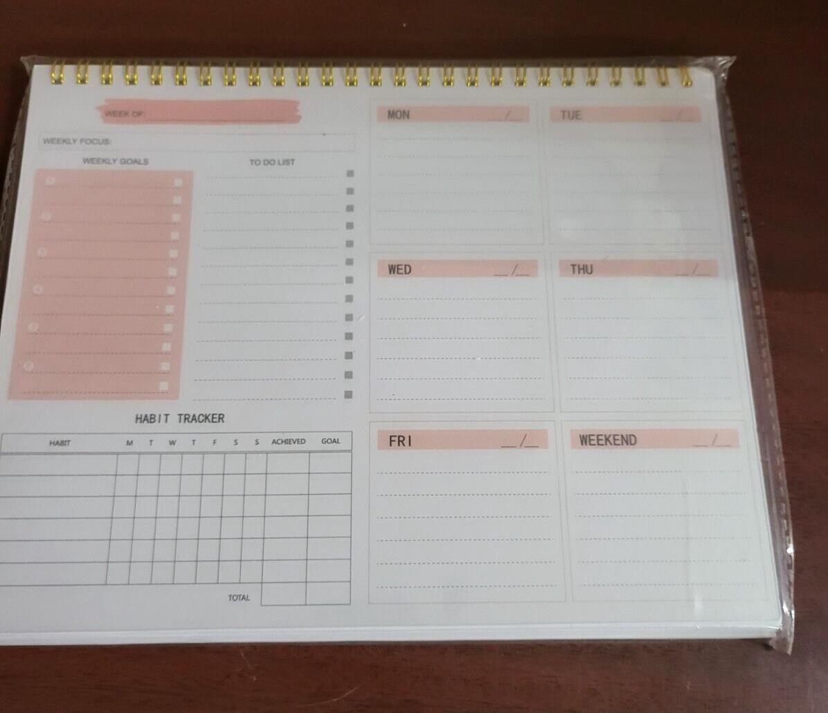 Agenda Spiral Desk Pad - 52 Sheets Pink Stay Organized and On-Track Planner
