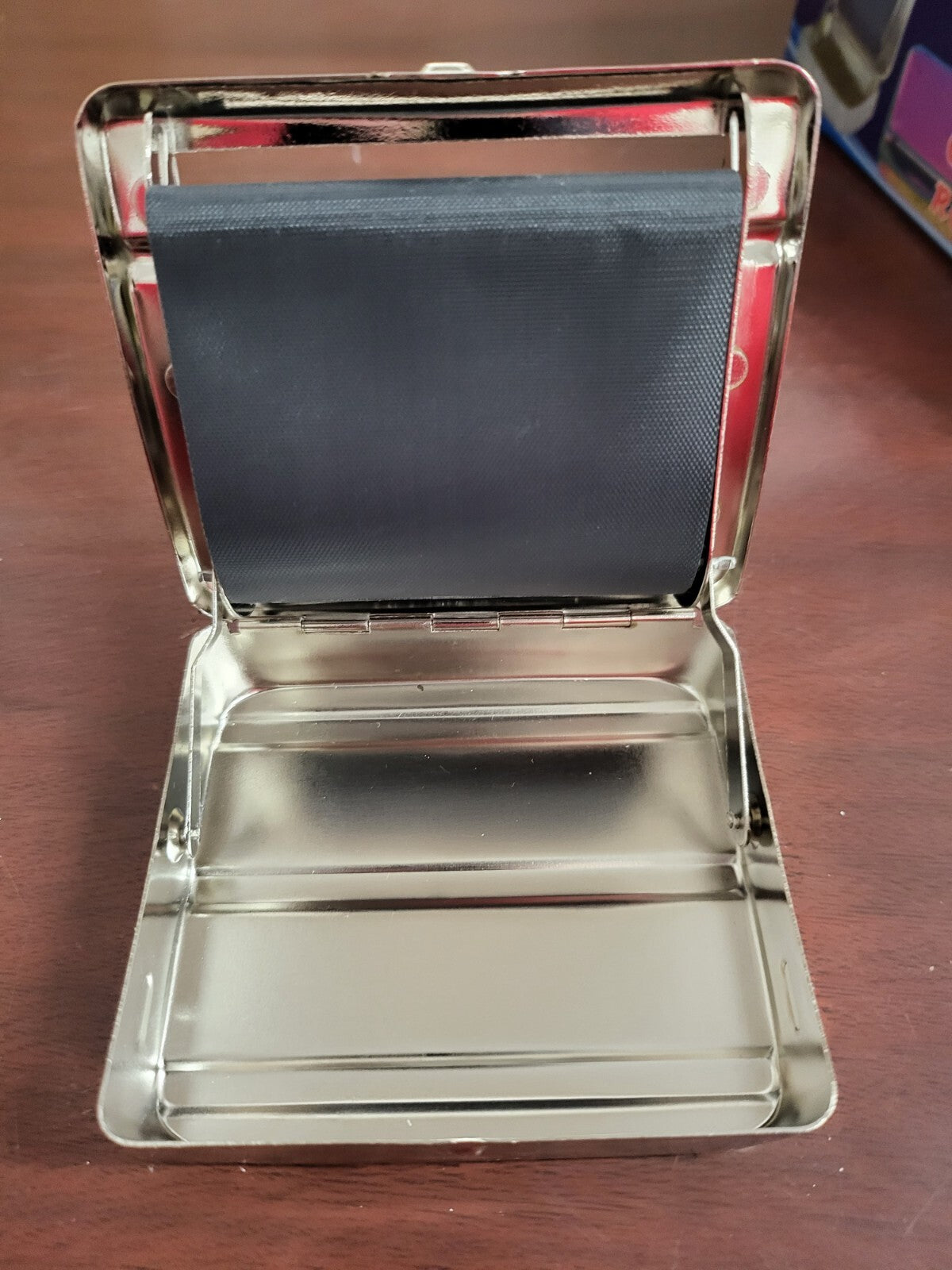 Silver Automatic Rolling Machine Tin Metal Smoke Tobacco Case Box Sunburst 420