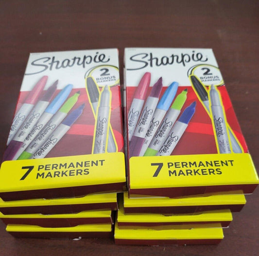 56 Sharpie Markers 8 - 7 count packs NIB Fine Tip Permanent Marker 7 Colors
