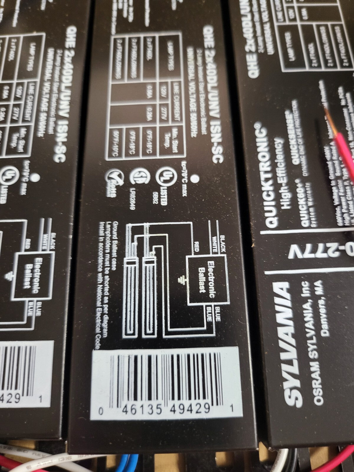 Sylvania Ballast QHE2X40DL UNV ISN-SC Quicktronic 120-277V  5 count Case Box